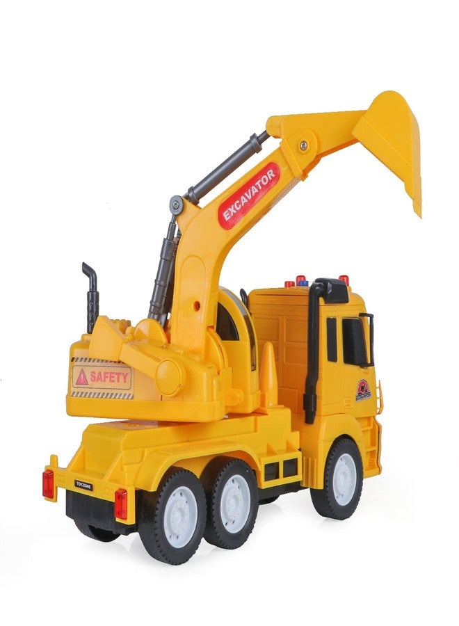 HighRoof Excavator Truck Push and Go Unbreakable Friction Power Construction Vehicle Friction Toy Children's Develops Motor Skills Engineering Truck Toys for Kids with Light & Sound Kid Boys Girls - Image 5